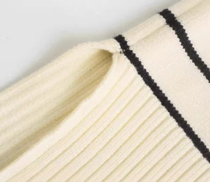 Women's Autumn Long-Sleeved Striped Sweater Coat