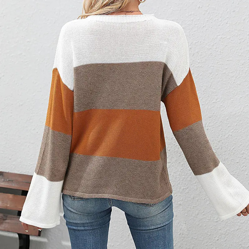 Patchwork Contrast Knit Sweater