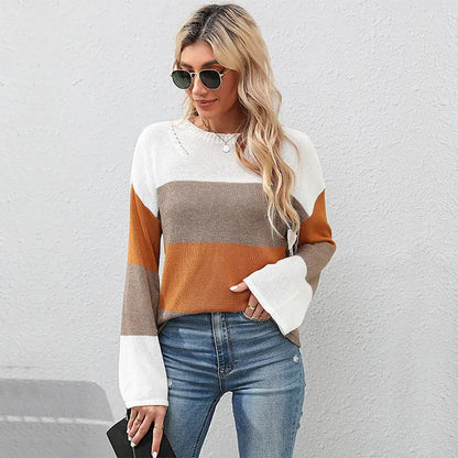 Patchwork Contrast Knit Sweater