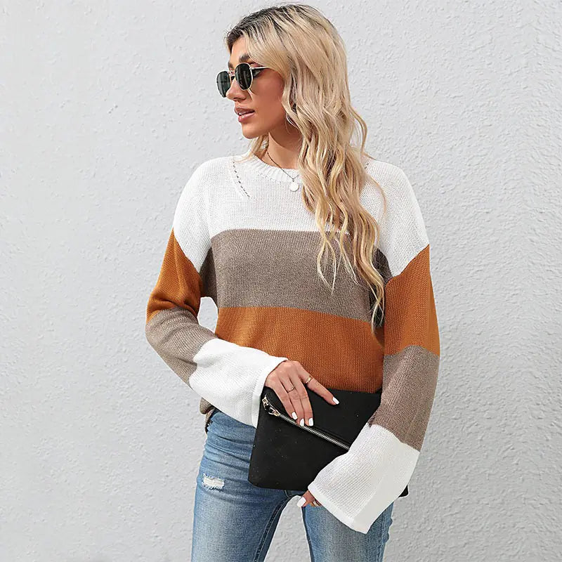 Patchwork Contrast Knit Sweater