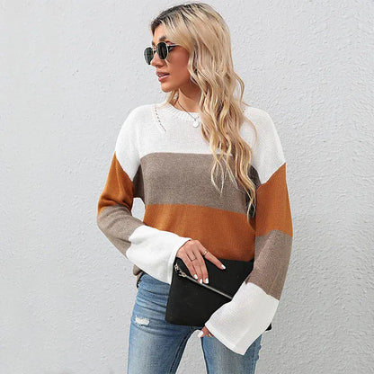 Patchwork Contrast Knit Sweater