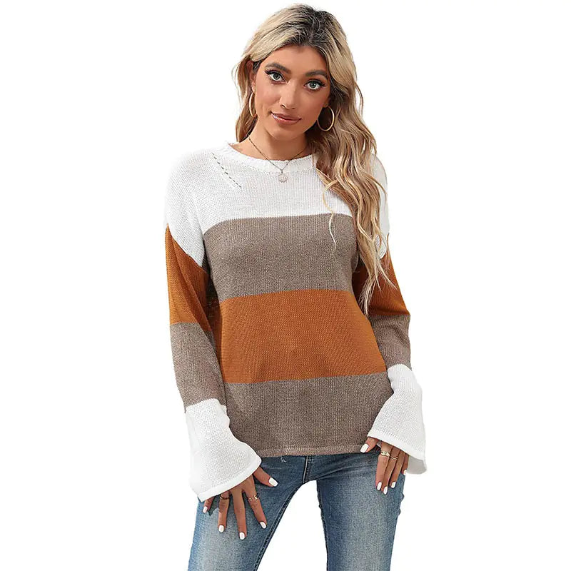 Patchwork Contrast Knit Sweater