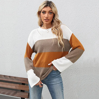 Patchwork Contrast Knit Sweater